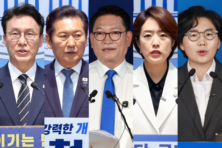 더불어민주당 당 대표 출마를 선언한 5인의 후보.